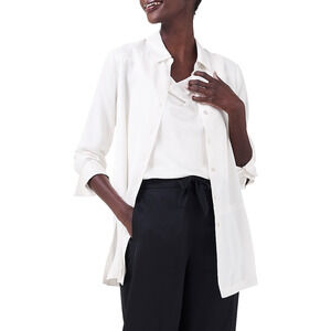 Nic+Zoe Women Crepe Mix Shirt White Size M